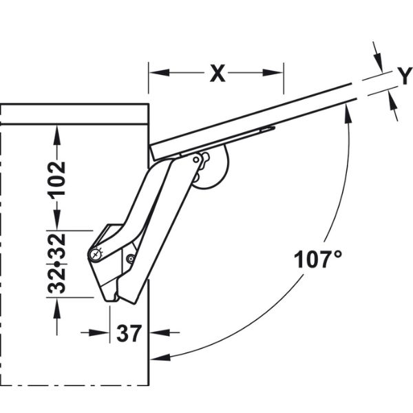 ảnh sản phẩm Tay nâng 1 cánh Hafele Free Space màu đen 372.27.352