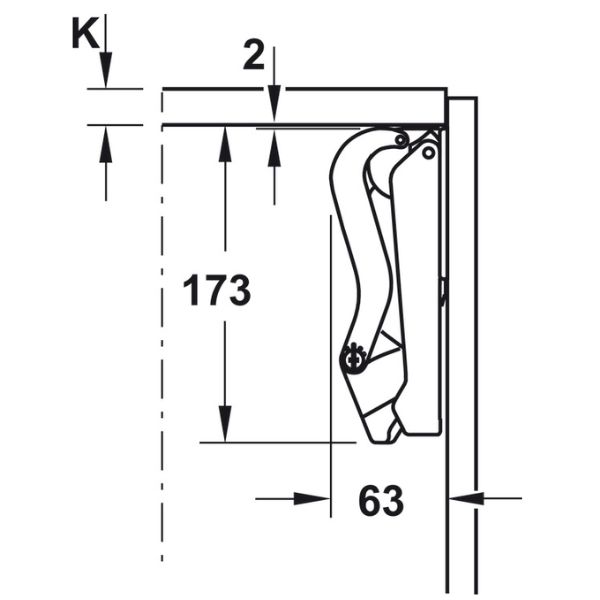 ảnh sản phẩm Tay nâng 1 cánh Hafele Free Space màu đen 493.05.923