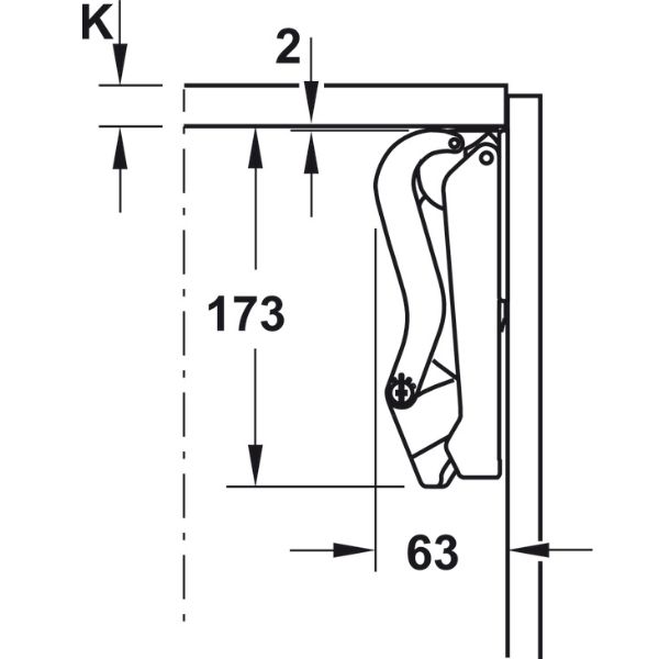 ảnh sản phẩm Tay nâng 1 cánh Hafele Free Space màu trắng 493.05.910