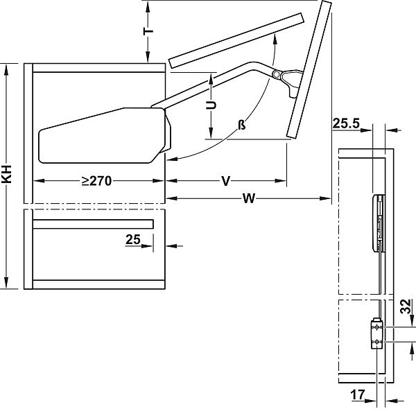 ảnh sản phẩm Tay nâng 2 cánh Hafele 493.05.732