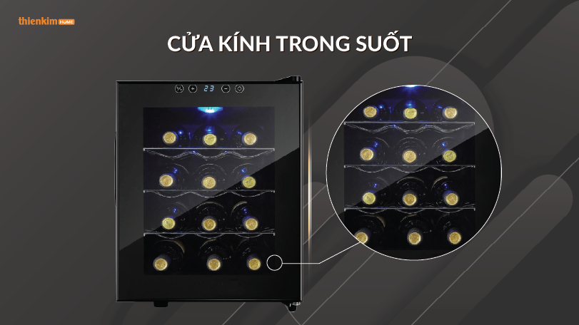 Cửa kính trong suốt Tủ rượu mini Hafele 539.15.060