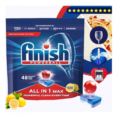 ảnh sản phẩm Viên rửa bát Finish All in 1 Max lemon FVAM48LM 48 viên