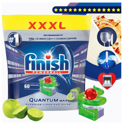 ảnh sản phẩm Viên rửa bát Finish Quantum Max apple&lime; FVQT60AP 60 viên