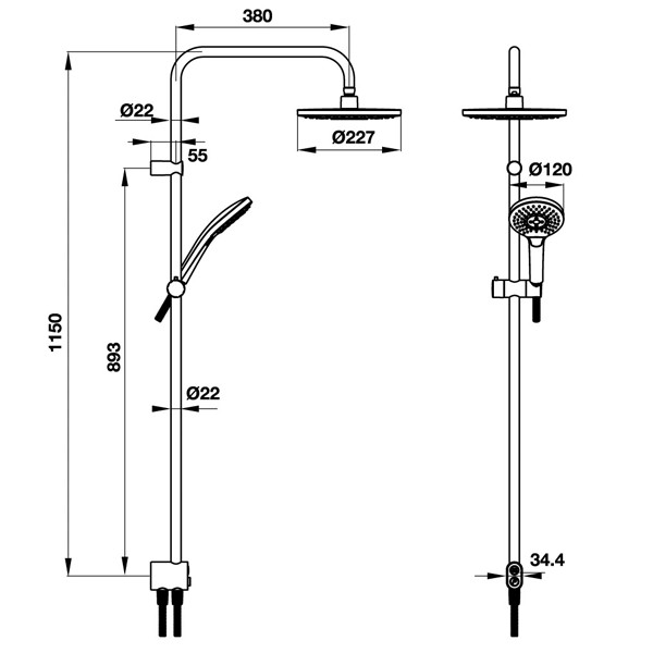 ảnh sản phẩm Thanh sen kết hợp không bộ trộn Hafele Intenslty 227R 495.60.104