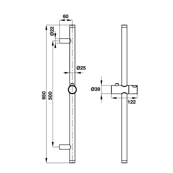 ảnh sản phẩm Thanh trượt cho sen tay Hafele 650R 485.60.614