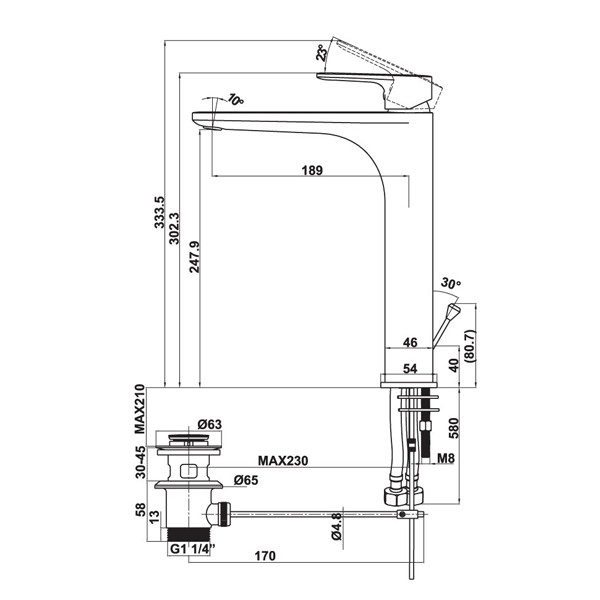 ảnh sản phẩm Vòi trộn có xả kéo Hafele Kobe 240 589.15.003