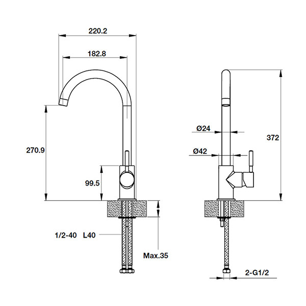 ảnh sản phẩm Vòi rửa chén Hafele HT19-GH1F270 570.51.490