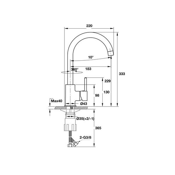 ảnh sản phẩm Vòi rửa chén Hafele AUGUSTUS HT-C220 570.51.290