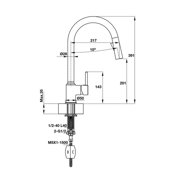 ảnh sản phẩm Vòi rửa chén Hafele AUGUSTUS HT-C237 570.52.271