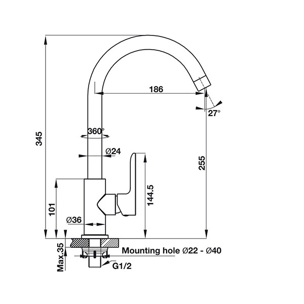 ảnh sản phẩm Vòi rửa chén Hafele HT19-CC1F255 570.52.281