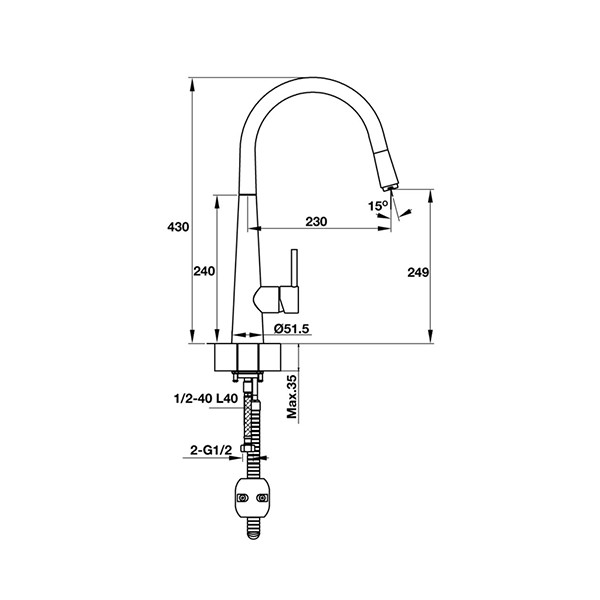 ảnh sản phẩm Vòi rửa chén Hafele HT19-CH1F250 570.51.000