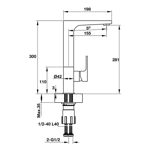 ảnh sản phẩm Vòi rửa chén Hafele HT19-CH1F281 570.51.030