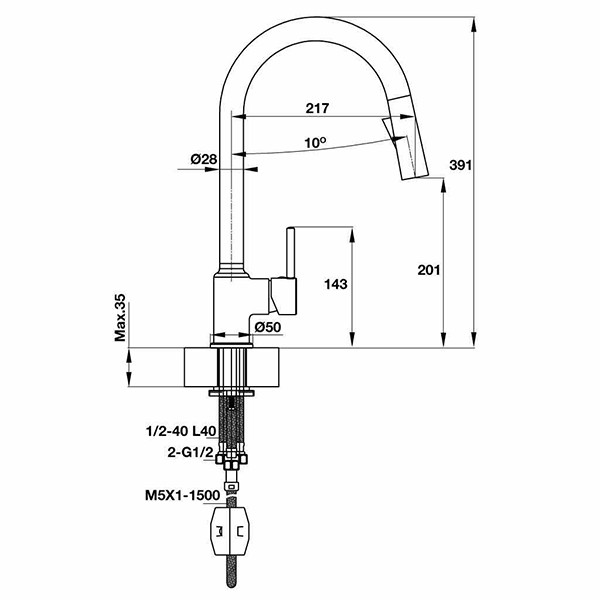 ảnh sản phẩm Vòi rửa chén Hafele HT19-CH1P201 570.50.280