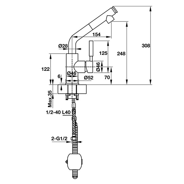 ảnh sản phẩm Vòi rửa chén Hafele HT19-CH1P240 570.51.040