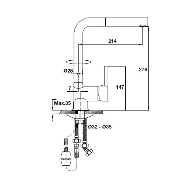 ảnh sản phẩm Vòi rửa chén Hafele HT19-CH1P280 570.51.280