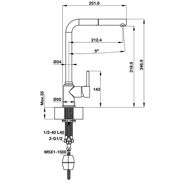 ảnh sản phẩm Vòi rửa chén Hafele HT19-CH1P319 570.50.290