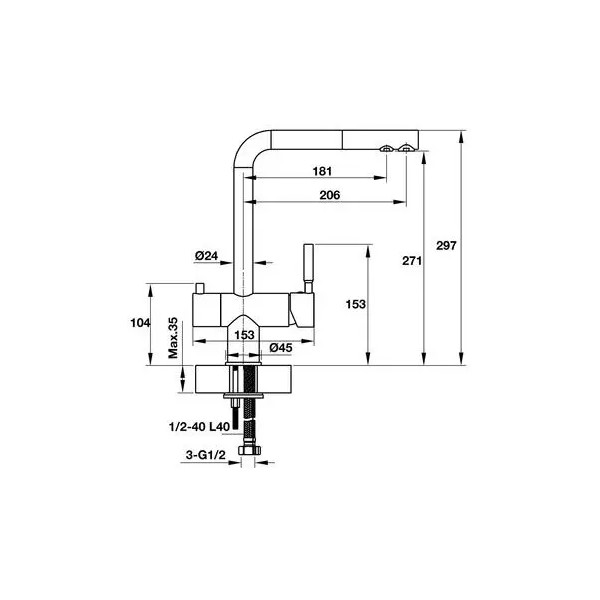 ảnh sản phẩm Vòi rửa chén Hafele HT19-CH2P271 570.51.060