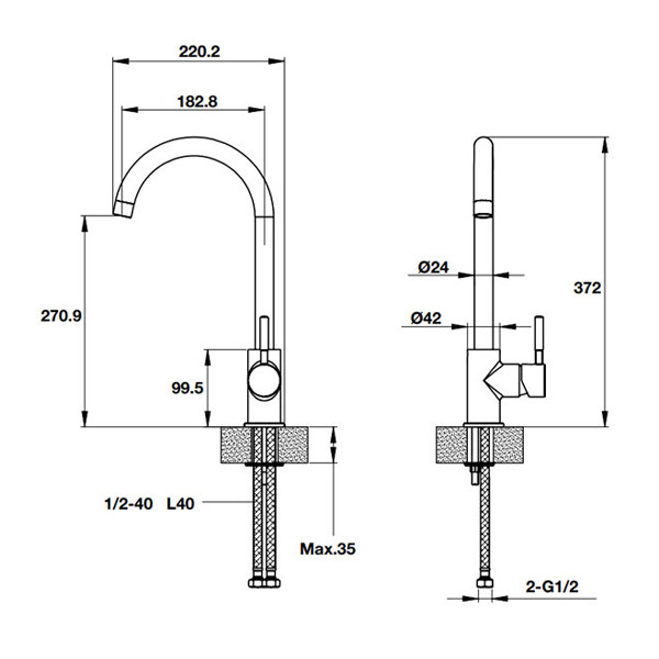 ảnh sản phẩm Vòi rửa chén Hafele HT19-GH1F270 570.51.390