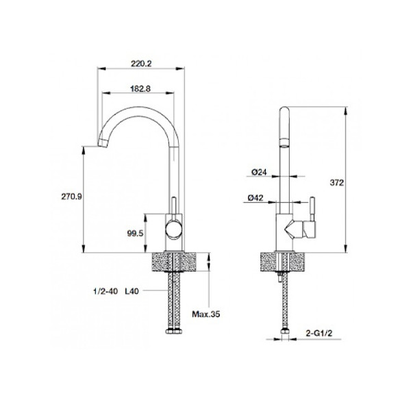 ảnh sản phẩm Vòi rửa chén Hafele HT19-GH1F270 570.51.590