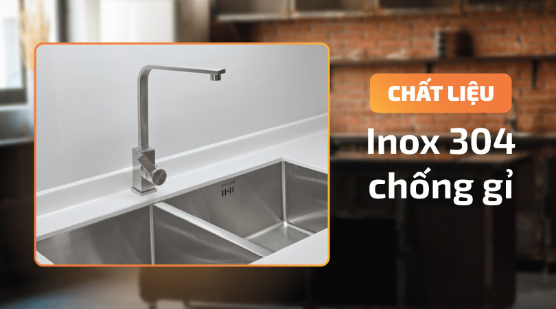 Vòi rửa chén Malloca K118-S - Chất liệu inox 304